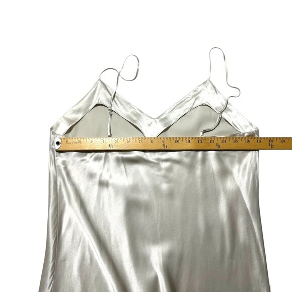 Vintage Vivine La Rinascente 100% Silk Slip Dress Silver Italy Size L - Picture 8 of 10